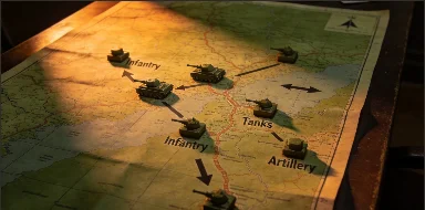 WWII command map with unit markers
